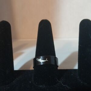 Black Ring with Fish Design
